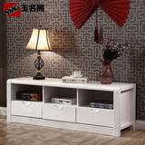 水曲柳中式1.4米白色开放漆实木电视柜卧室客厅家具储物影视地柜