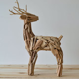 居慢生活 纯手工实木质鹿摆件摆设工艺品装饰创意结婚乔迁礼物