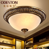 欧式全铜吸顶灯美式复古书房间卧室灯具简欧艺术圆形LED纯铜灯饰
