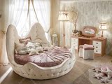 欧式实木单人床卧室布艺拉扣公主床个性圆床设计师创意床婚床