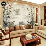 现代3D立体中式客厅墙纸 大型壁画 中式水墨竹子 无缝背景墙壁纸