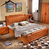 高档加厚实木床1.8米双人橡木床1.5米木头大床现代简约高箱储物床