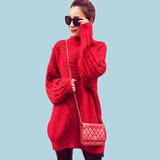 新款2016韩版毛衣外套女中长款冬季女装显瘦针织衫长袖女精品修身