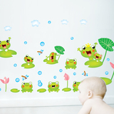 小青蛙 儿童房男孩可移除墙贴 幼儿园装饰动物卡通贴画浴室瓷砖贴