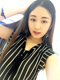 ROEM罗燕16年夏新款韩版无袖条纹职业系带雪纺衬衫  RCYW63709L