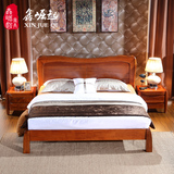 鑫崛起 新中式实木床 现代简约双人床1.8米婚床楠木卧室成套家具