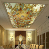3d立体欧式天顶宫廷油画 天花板吊顶无缝壁纸大型壁画墙纸酒店KTV
