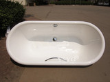 最低价1.75米园边双头圆豪华款嵌入式铸铁浴缸/最好铸铁搪瓷浴缸