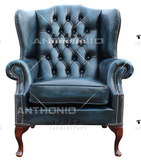 特价美式乡村法式单人沙发椅 休闲椅欧式客厅高背油腊真皮老虎椅