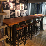 loft美式铁艺餐桌椅组合装高脚凳复古实木星巴克长条桌办公咖啡桌