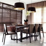 锐驰家具实木餐桌长方形 组合6人客厅黑橡木长方形北欧创意小户