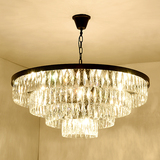 美式水晶吊灯创意复古客厅灯具餐厅卧室灯简约乡村铁艺圆形吸顶灯