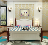 定制 特价实木床1.8米松木床 成人床单人床白色简约现代1.5双人床