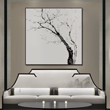 新中式黑白水墨禅意树枝装饰画意境梅花挂画玄关客厅书房茶室壁画