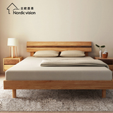北美黑胡桃木橡木床简约现代日式原木纯实木1米8婚床北欧宜家家具