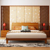 中式实木床橡木床板式床1.5米现代简约双人床1.8米特价高箱床婚床