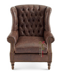欧式新古典pu皮真皮老虎椅美式乡村复古单人沙发椅高背椅客厅卧室
