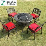 户外桌椅阳台桌椅套件组合户外休闲花园铸铝烧烤烤炉桌椅室外铁艺