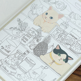 韩国超人气可爱猫咪大本绘图本减压解压填色书成人涂色书画画书j