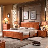 现代中式橡木全实木床1.5米1.8米单双人经济型原木大床主卧室家具