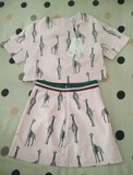 Lily2016夏款欧美复古运动休闲长颈鹿绣花粉红套装裙116210C7104