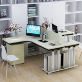 简约现代钢木转角电脑桌 墙角拐角办公桌L型书桌子台式家用包邮