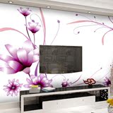 简约3D电视背景墙纸大型壁画无纺布壁纸客厅现代温馨卧室紫色花卉