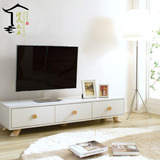 简易实木电视柜简约现代韩式电视柜茶几组合北欧免漆地柜客厅家具
