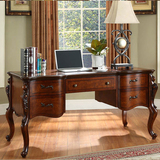 美式实木书桌 大电脑桌 书房高档写字台 办公桌 欧式老板桌特价