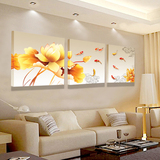中式客厅装饰画沙发背景墙壁画现代简约挂画无框画卧室三联九鱼图