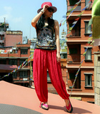 瑜伽裤 民族风印度进口印巴风大码棉绸长裤尼泊尔大裆裤 灯笼裤