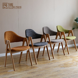 展博纯实木休闲椅白橡木书桌椅现代简约时尚布艺餐椅电脑椅环保