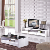 现代钢琴烤漆电视柜茶几组合 电视柜带音响功能 简约现代白色