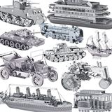 3D立体金属拼图军事手工diy摆件拼装船模型坦克汽车成人交通工具