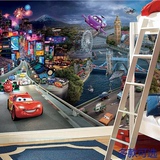 3D立体卡通汽车总动员墙纸壁画主题酒店幼儿园儿童房男孩卧室壁纸