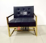 欧式金属单人沙发简约现代优质PU皮软包休闲椅客厅时尚坐椅子包邮