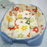 泰国婴儿乳胶床五件套装卡通外套防螨透气折叠宝宝乳胶枕头纯天然