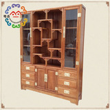 红木书柜现代中式复古储物柜纯实木家用书柜刺猬紫檀创意简约书柜
