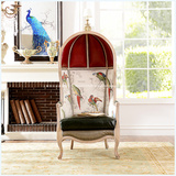 法式新古典欧洲白榉木雕花家具 热带彩色鹦鹉单椅贝壳椅 预定