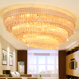 欧式奢华椭圆形客厅led水晶吸顶灯具复式楼酒店大厅吊灯遥控大气
