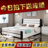 实木床硬板床白色松木床公主床单人床欧式床双人床1.8 1.2 1.5米m