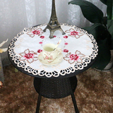 欧式小圆桌桌布布艺田园镂空绣花圆形防尘罩罩布台布盖布多用盖巾