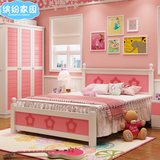 全实木儿童床 粉色公主床单人床 1.5米儿童成套家具 女孩床