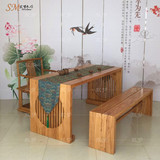 新中式茶桌椅组合实木原木色仿古功夫茶桌泡茶台禅意茶艺桌椅组合