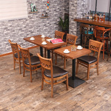 实木咖啡厅桌椅组合饭店桌椅餐厅桌便宜实惠快餐桌椅酒店桌椅