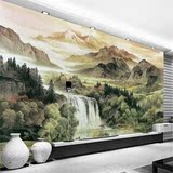 客厅沙发电视背景墙壁纸墙纸墙画大型壁画3d立体无缝中式山水风景
