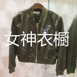 8A棒球服2016秋女徽章短款宽松军绿色长袖外套2HL3043030