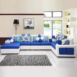 简约现代可拆洗沙发大小户型L贵妃转角客厅沙发整装布艺沙发组合U