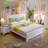 白色简约中式全实木床1.8米储物高箱床1.5M双人高档橡胶橡木婚床