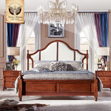 美式床全实木床美式乡村家具 1.5/1.8米储物双人床欧式真皮橡胶木